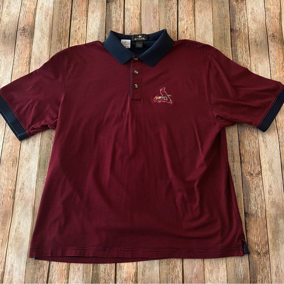 Majestic Other - Vintage Antigua Saint Louis Cardinals mens striped polo shirt | size Large